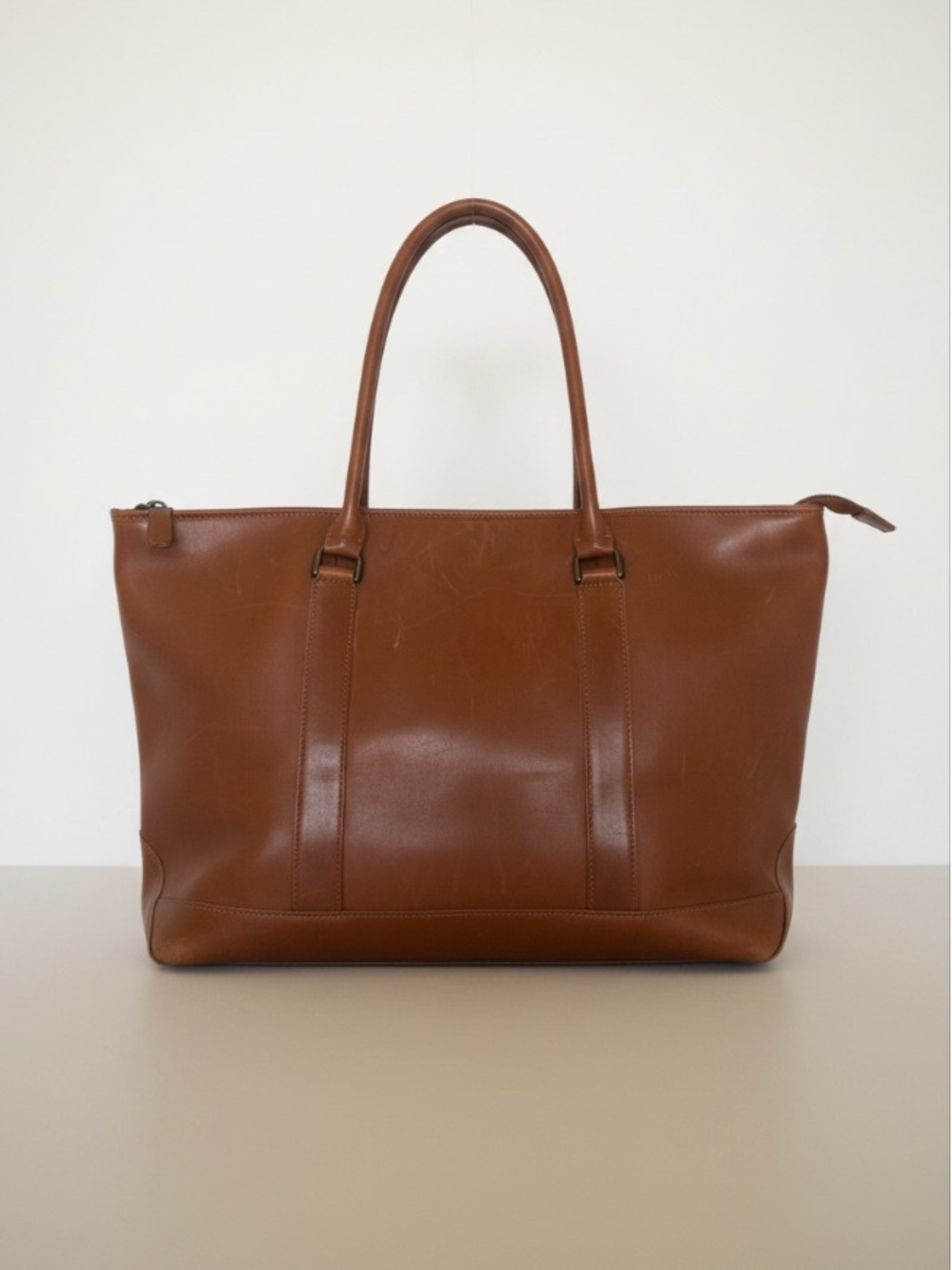 Vintage 1990s L.L. Bean Brown Genuine Leather Field & Town Satchel Tote Bag